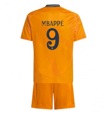 Real Madrid Kylian Mbappe #9 Borta Kläder Barn 2024-25 Kortärmad (+ Korta byxor)